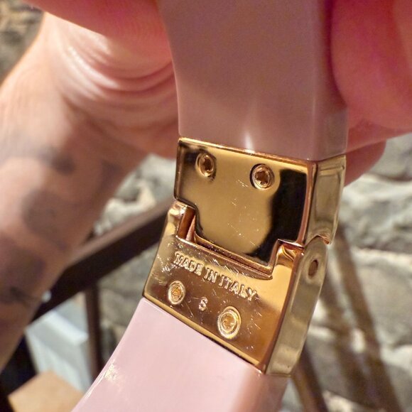 Miu Miu Orchid Pink Plexiglass Enamel Logo Hinged Bracelet - Picture 8 of 11